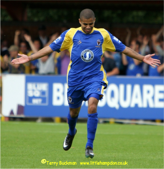 Tony Finn celebrates scoring the Don's first goal
