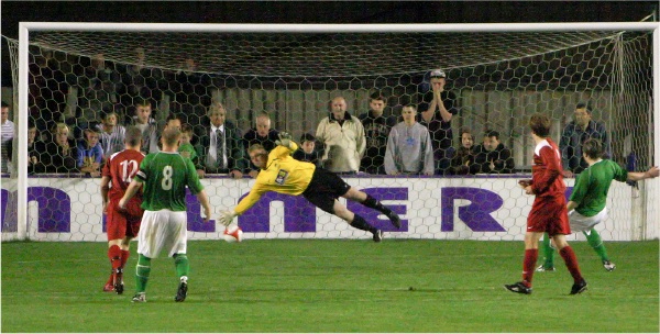 Alan Mansfield saves a penalty
