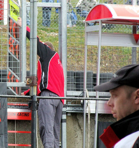 The pit board goes out giving Tommy Hill his latest times
