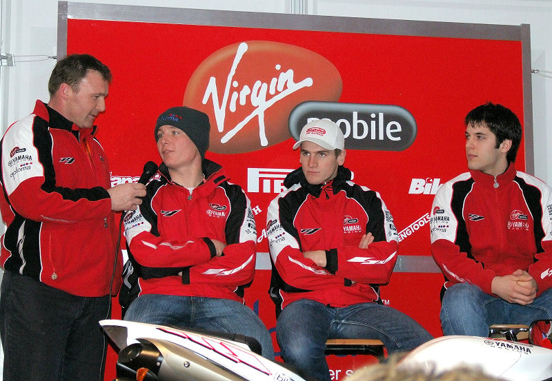 The Virgin Mobile Yamaha Team, Rob McElnea, Billy McConnell, Tommy Hill and Kieran Clarke
