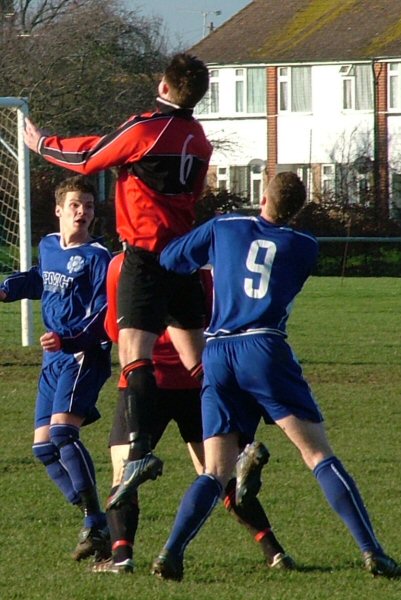 Tom Clarke (6) climbs above Andy Smart (9)
