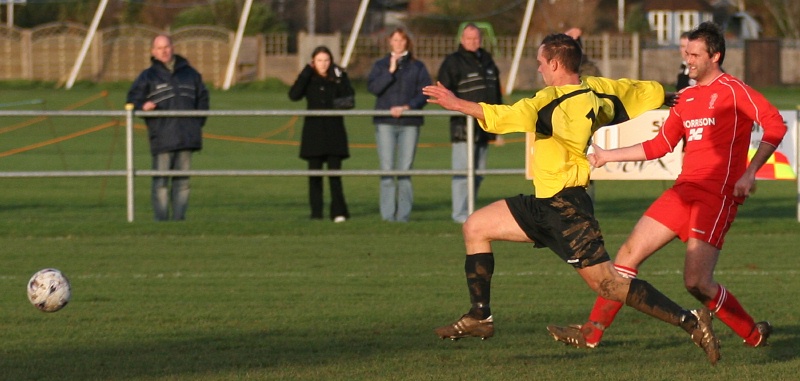 James Hall breaks through and puts Redhill 1-0 up
