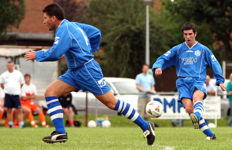 Lee Gibbs opens the scoring for the Blues on 23 minutes with this free kick
