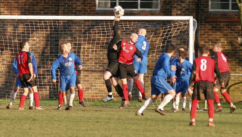 Andy McCarthy cuts out a Rottingdean effort

