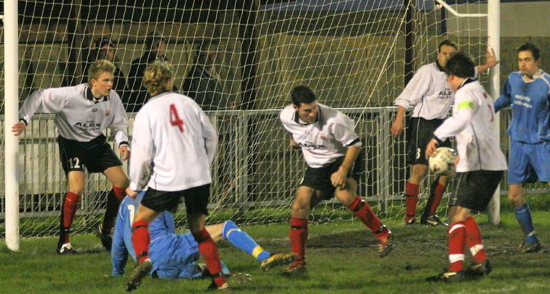 Frantic action in the Pagham goalmouth
