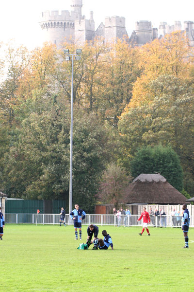 A Croydon player receives attention
