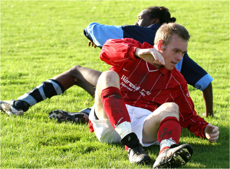 Arundel's Lee Barnard and Croydon's Andre Humphrey hit the deck
