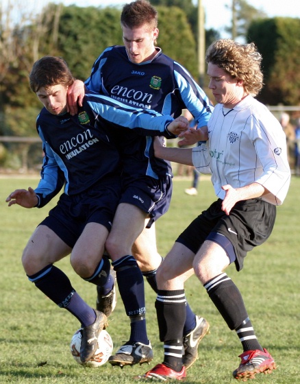 Glen Matten and Dan McClaughlin combine to beat Roy Pook
