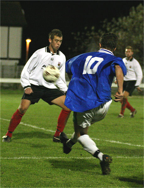 Scott Murfin has a shot but the offside flag is already up
