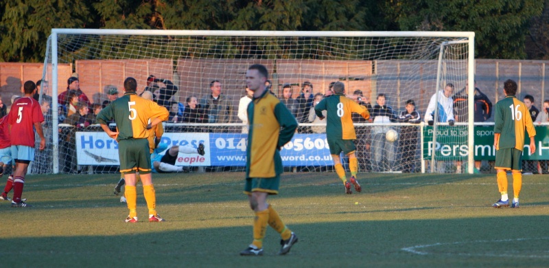 In injury time Lewis Taylor makes it 2-1 to Horsham from the penalty spot
