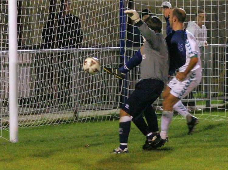 Darren Annis gets to touch the ball home for 2-1 to Shoreham
