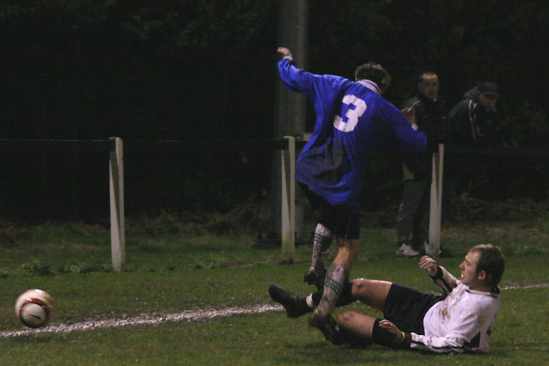 Josh Biggs gets the ball away from Mark Jackson (3)
