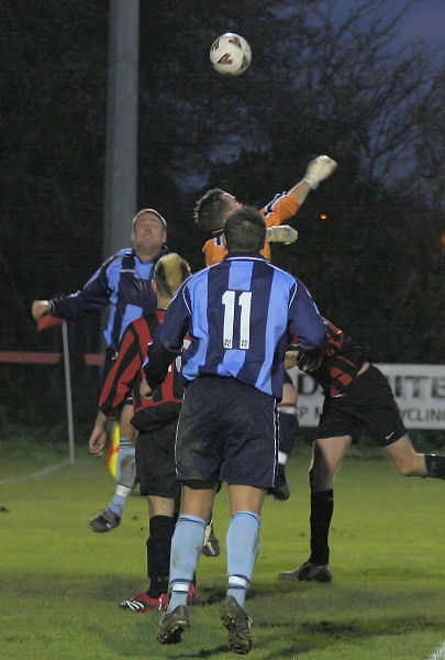 Peter Newstead punches away
