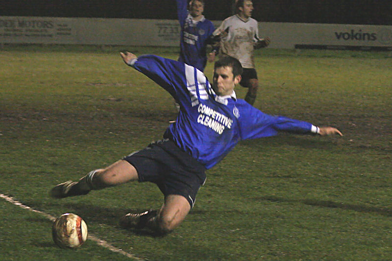 Dave Wright tries to stop a corner
