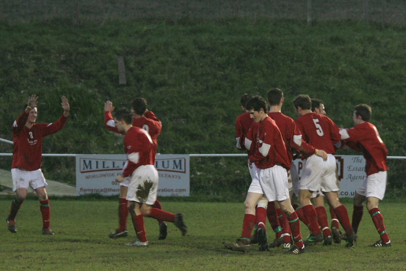 Arundel celebrate Miles Scerri's 73rd minute goal
