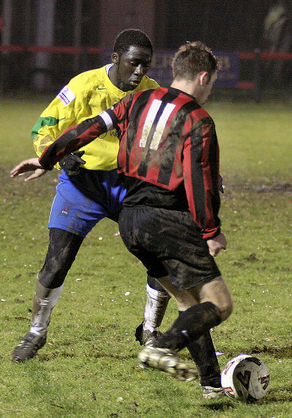 Danny Curd looks to go past Djoumin Sangare (?)
