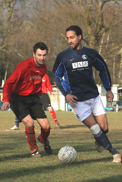 Crow's Goal scorer Richard Piper on the ball
