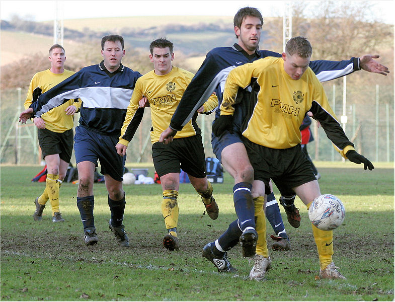 James Highton shields the ball in the GSK area
