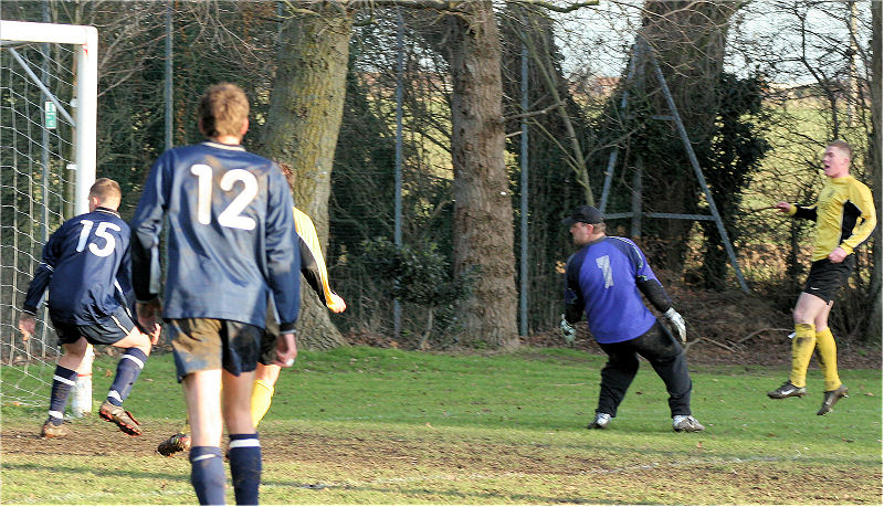 Andy Smart (right) gets Rustington's third goal
