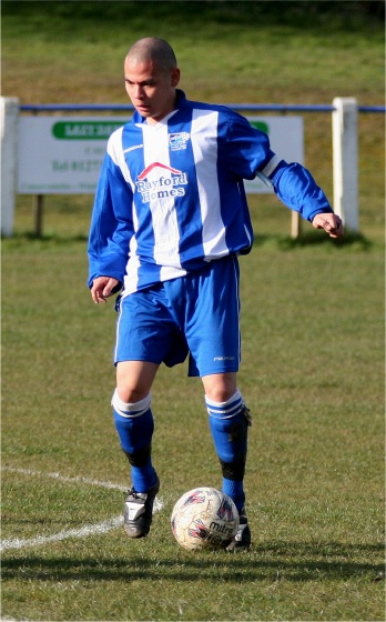 Terry Gacias about to level the score with a shot in off the post
