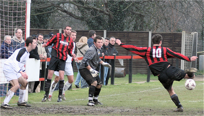 Tom Manton (10) blasts the ball
