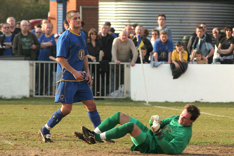 Paul Smith is beaten by Horsham's Andy Walker (out of picture)
