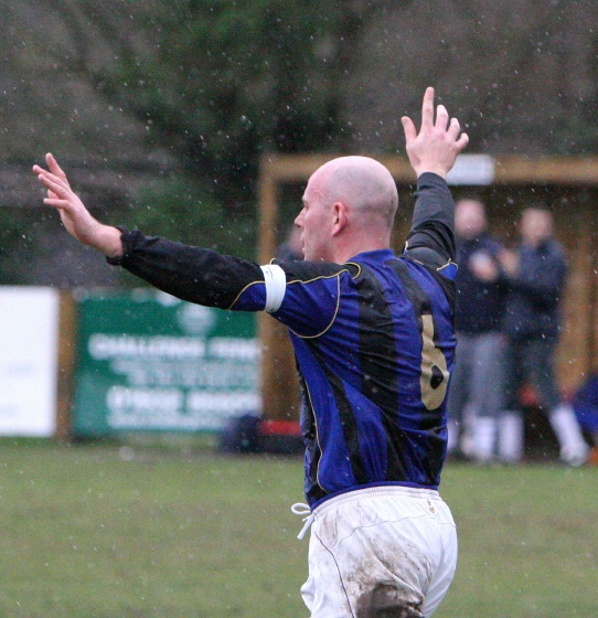 Mick Daniels celebrates his goal for Dorking Wanderers
