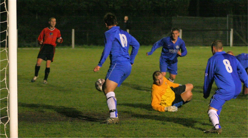 Ryan Walton scores Rustington's first on 9 minutes
