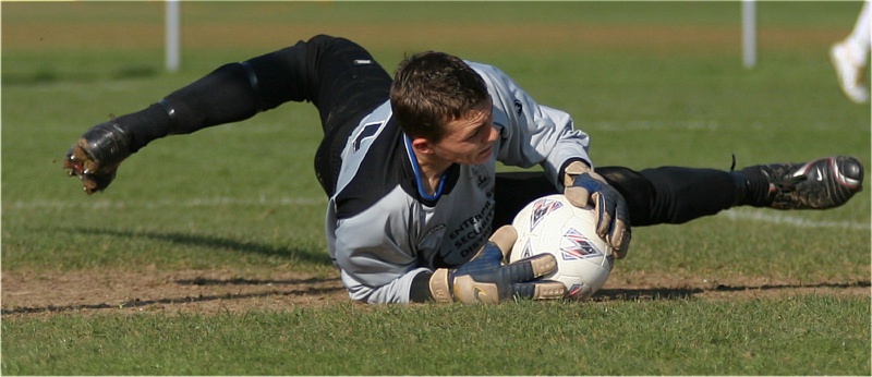 Jon Hendrick pulls off a good save
