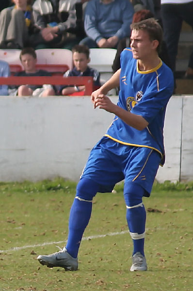 Sonny Farr watches his free kick ...
