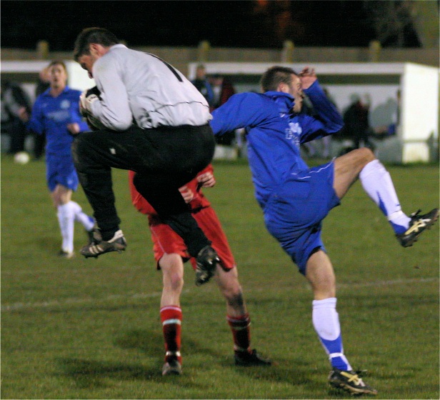 Sean McFadden beats Sean Duffy to he ball
