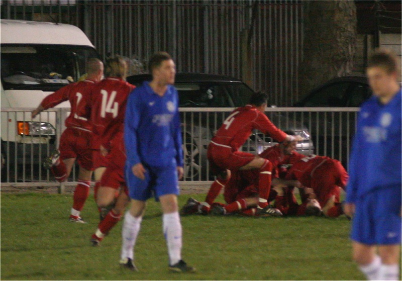 Newhaven celebrate as Mark Probert scores on 107 minutes
