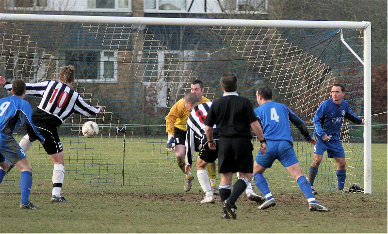 A Peacehaven effort flashes across the goal
