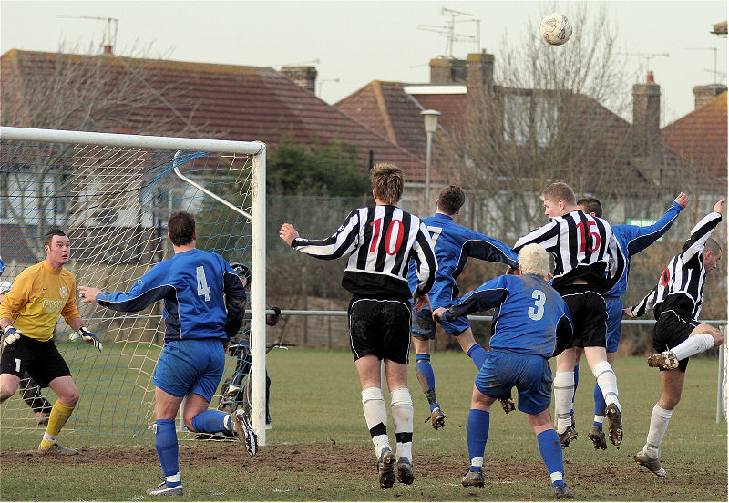 Rustington deal with a goalmouth scramble
