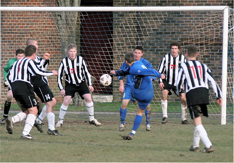 Sean Duffy fires home Rustington's 3rd goal
