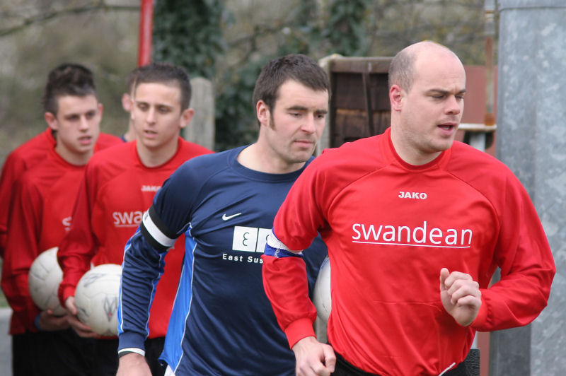 Captains Tony Miles (Wick) and Craig Bishop (Crows) lead the teams out together in a match which Wick must win to keep their Championship hopes alive. One point would make Crows champions
