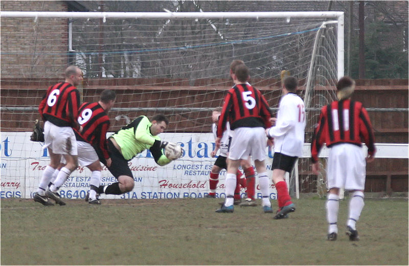 James Leahy makes an important save
