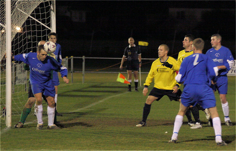 Matt Bridle heads off the line from a corner
