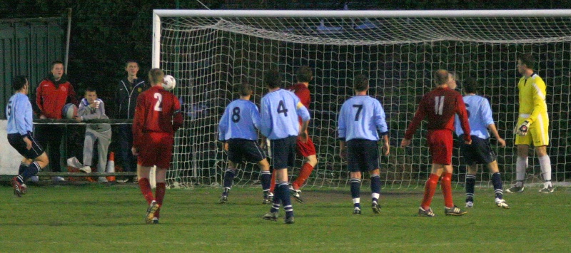 This Steyning Town effort came back off the inside of the post
