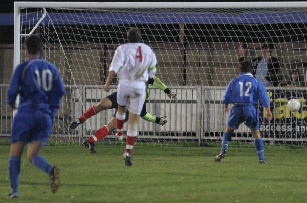 Sub James Wotherspoon (out of shot) saves Shoreham with a 90th minute equaliser 3-3 !
