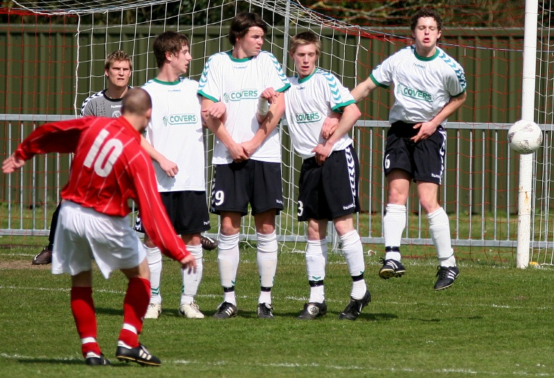 Matt Huckett is unlucky with this free kick
