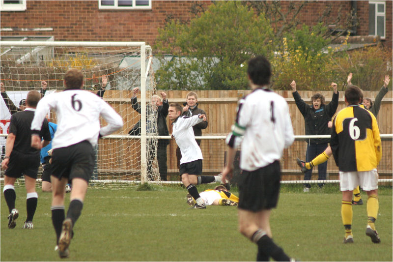 ... scorer Liam O'Leary and fans celebrate
