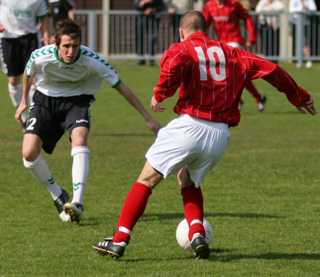 Matt Huckett looks to go past Ben Buckland
