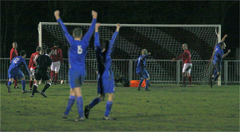 ... finally James Bennett (hidden) grabs the equaliser on 85 minutes
