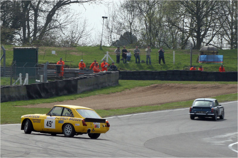 Graham Seeley's MGB heads for the tyres
