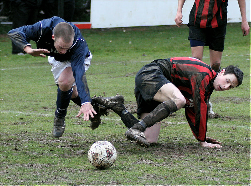 ... and Matt gets past Dave Sharman's sliding tackle
