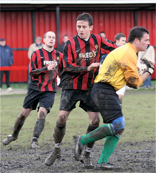 Matt May collects safely ahead of Marc Cooper 
