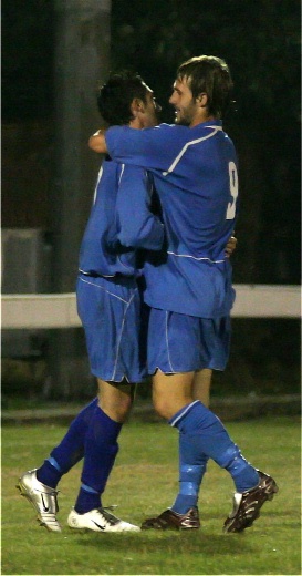 ... and he is congratulated by Marcus Farrell
