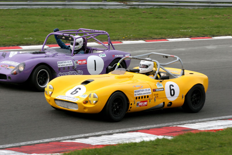 Tim Gray (1) in the Stuart Taylor Phoenix celebrates his win with second placed Mike Field (6) Fisher Fury alongside
