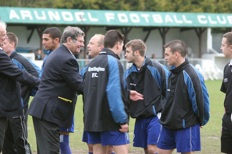 Peter Bentley, Chairman of the SCFA  and  John Ades, Vice-Chairman of the Competitions Committee first meet the Rustington team ...
